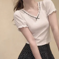Academia Inspired Black Bow Tee