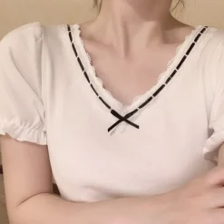 Academia Inspired Black Bow Tee