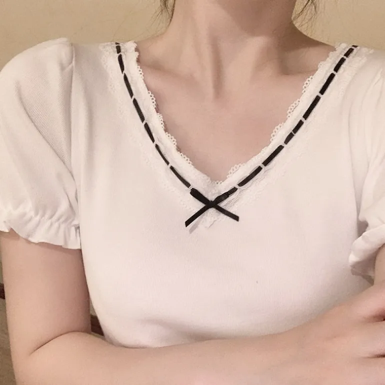Academia Inspired Black Bow Tee