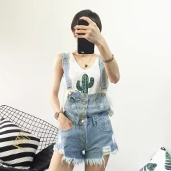 Acid Wash Denim Overalls