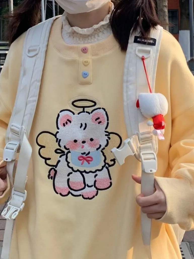 Angel Kitty Button Up Pullover