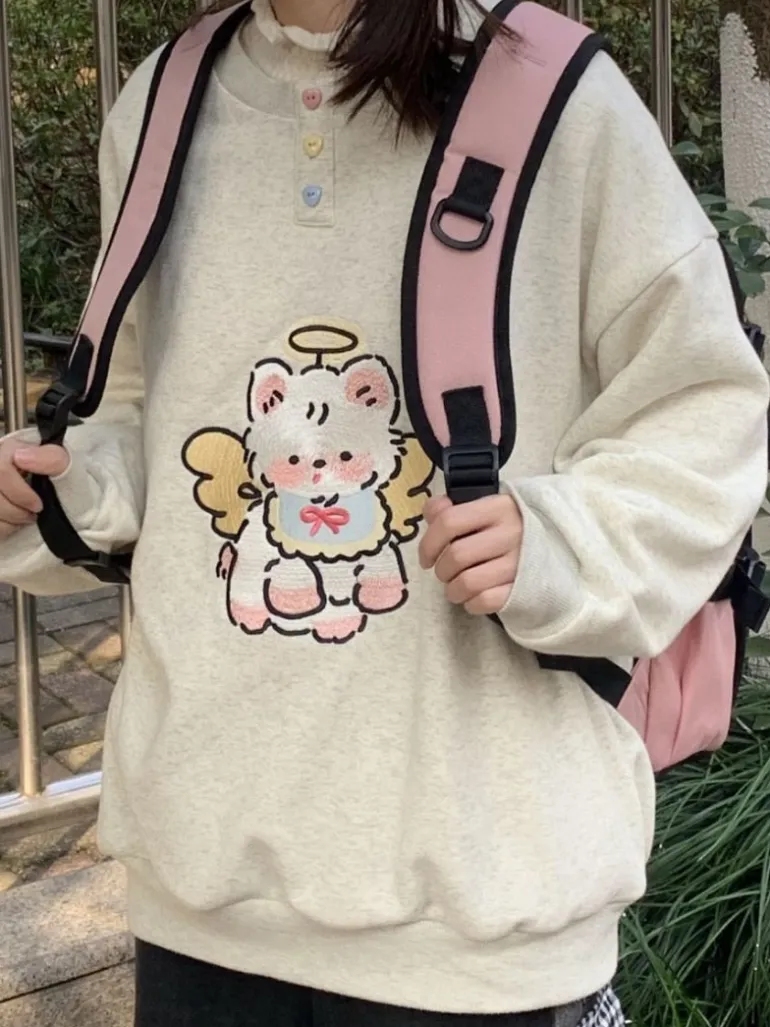 Angel Kitty Button Up Pullover