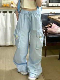 Baby Blue Kawaii Cargo Pants