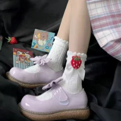Berry Bow Ruffle Lace Socks
