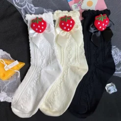 Berry Bow Ruffle Lace Socks