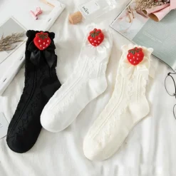 Berry Bow Ruffle Lace Socks