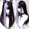 Black & Purple Color Block Wig