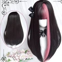 Black & Purple Color Block Wig
