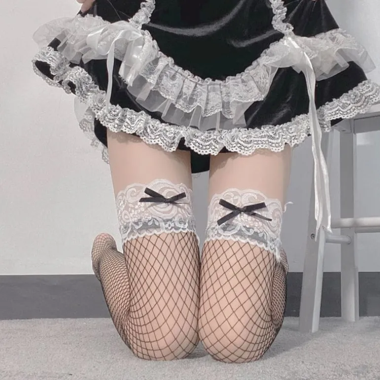 Black & White Lace Fishnets