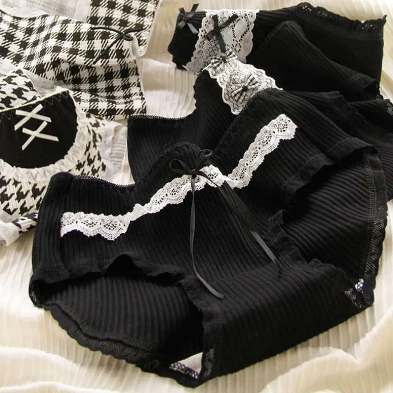 Black Cotton Plaid Undies
