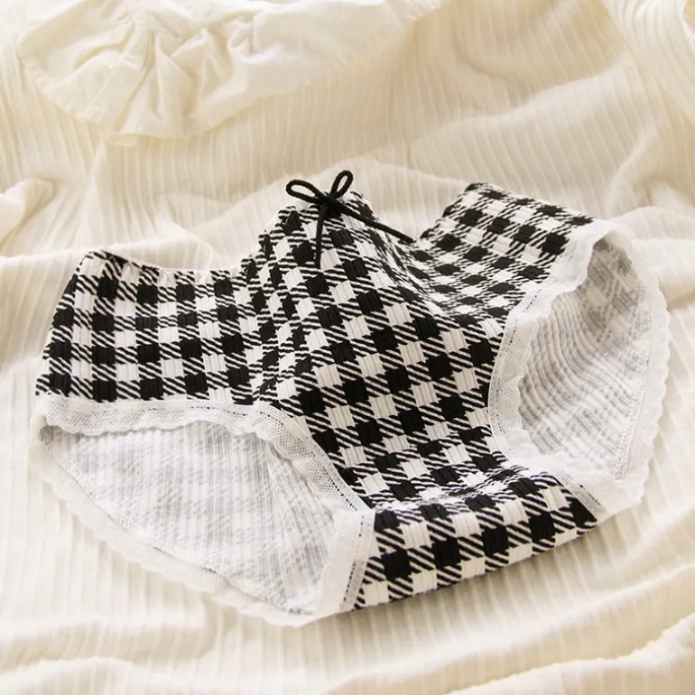 Black Cotton Plaid Undies