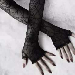 Black Spider Web Lace Gloves