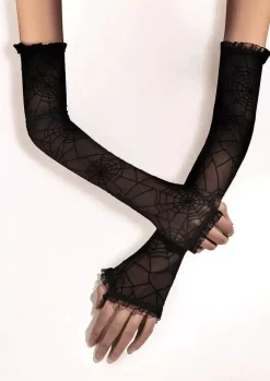 Black Spider Web Lace Gloves