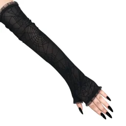 Black Spider Web Lace Gloves