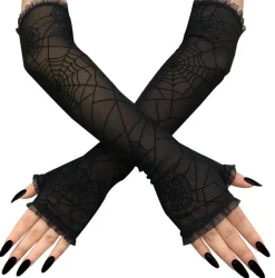 Black Spider Web Lace Gloves