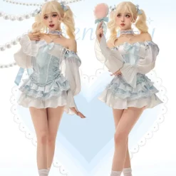 Blue Baby Doll Ruffled Outfit Set