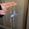 Blue Butterfly Dangle Drop Earrings