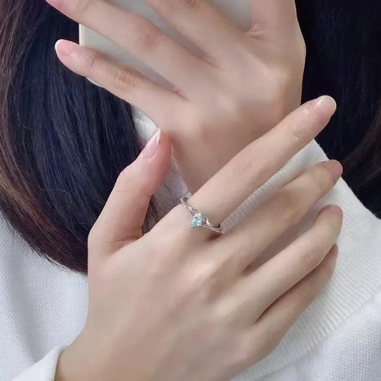 Blue Jewel Puppy Dog Adjustable Ring