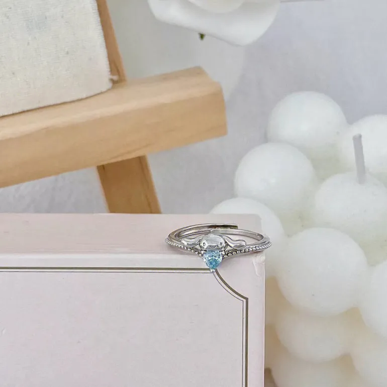 Blue Jewel Puppy Dog Adjustable Ring