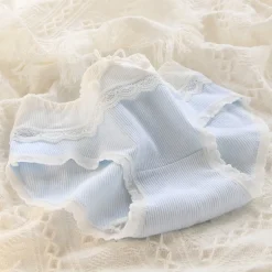 Blue Lace Cotton Sweetheart Undies