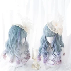 Blue Purple Ombre Long Wig