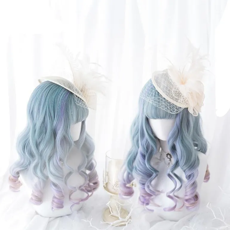 Blue Purple Ombre Long Wig