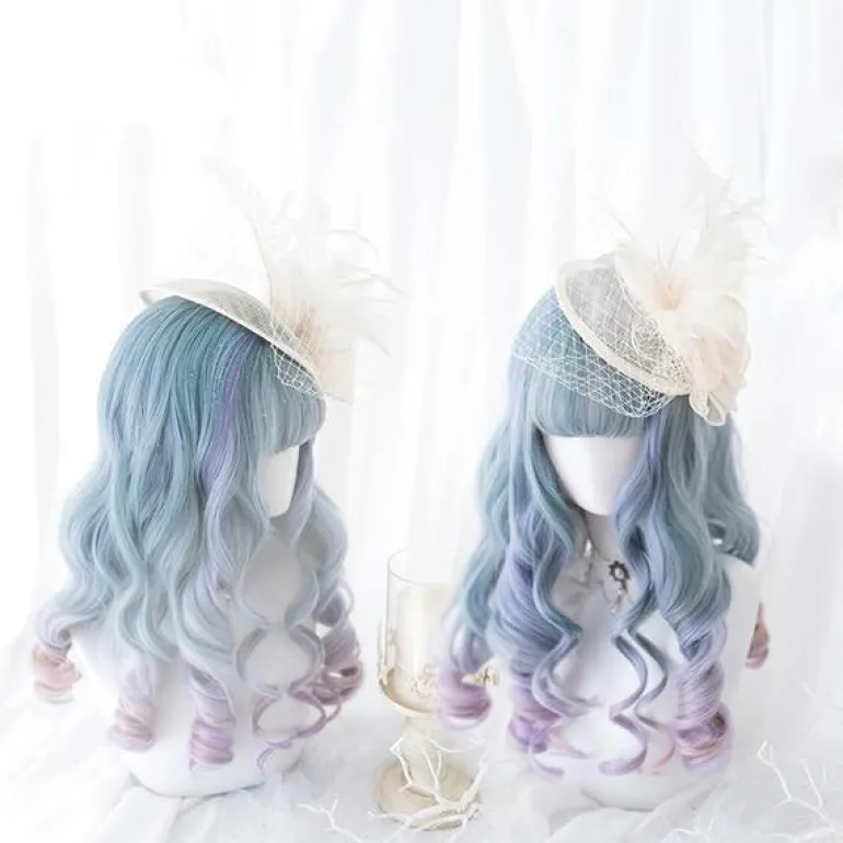 Blue Purple Ombre Long Wig