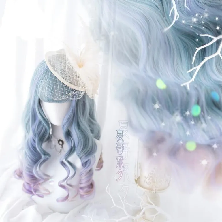 Blue Purple Ombre Long Wig