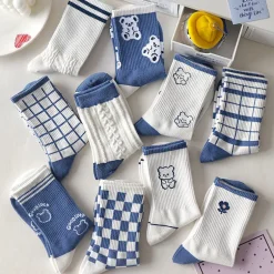 Blue Textured Teddy Bear Socks