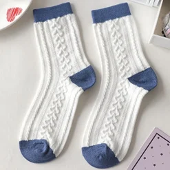 Blue Textured Teddy Bear Socks