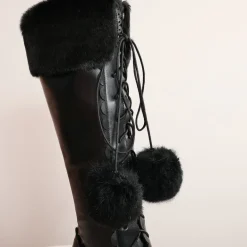 Bow Fur Knee High Boots