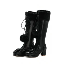 Bow Fur Knee High Boots