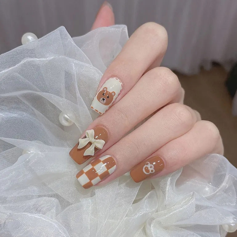 Brown Bear Press On Nails