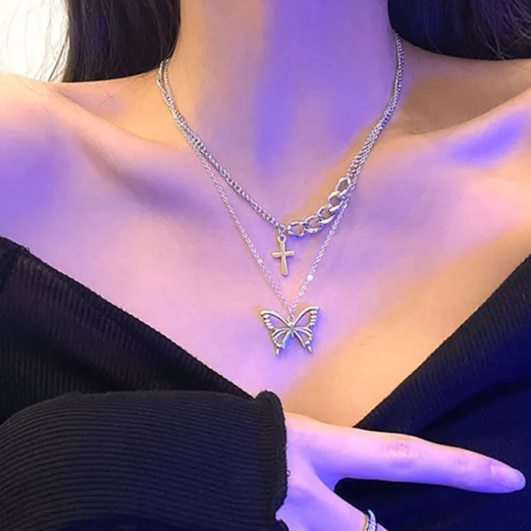 Butterfly & Pearl Necklace