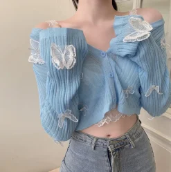 Butterfly Sky Knitted Blue Cardigan