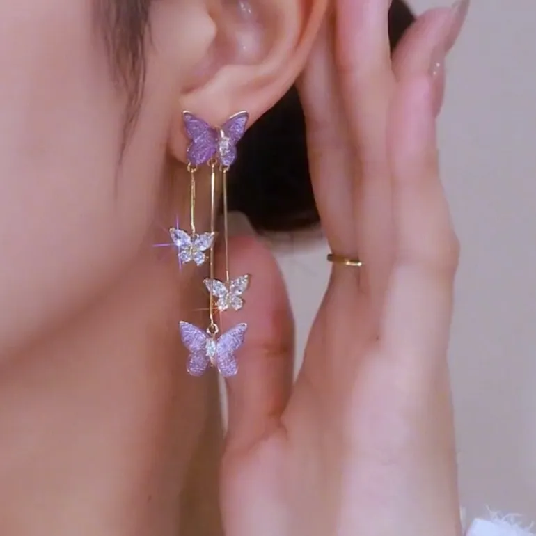 Butterfly Wing Tassel Ear Clips