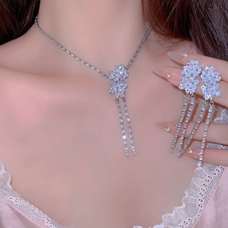 Cascading Flower Jewelry Set