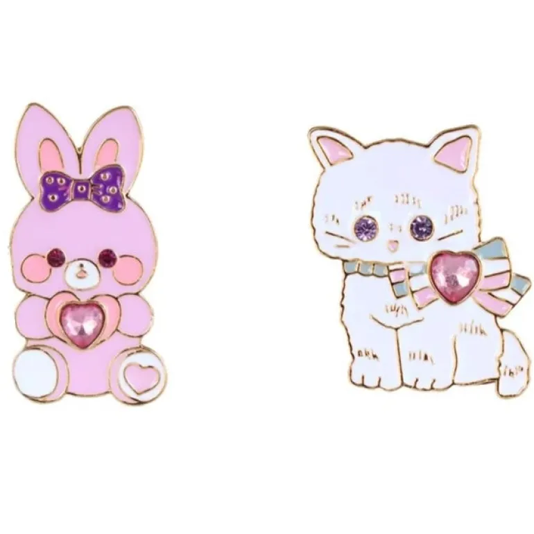 Cat & Bunny Jewelled Pins
