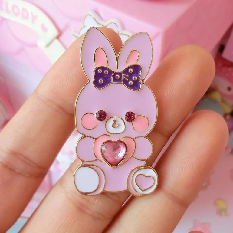 Cat & Bunny Jewelled Pins