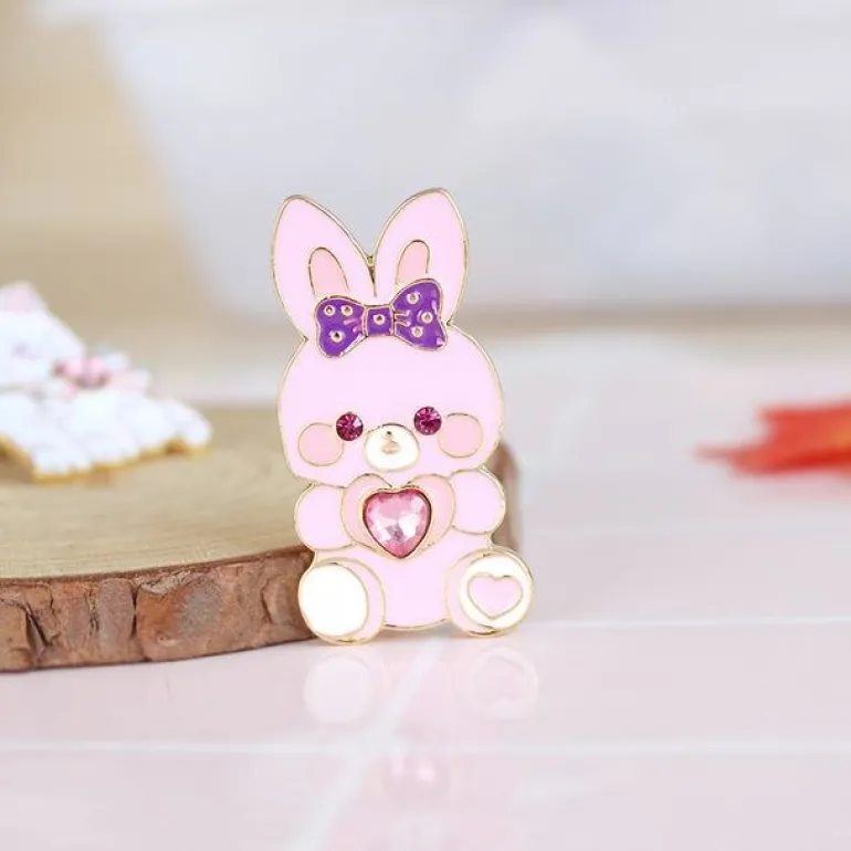Cat & Bunny Jewelled Pins