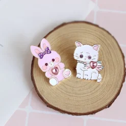 Cat & Bunny Jewelled Pins