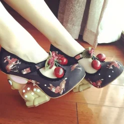 Cherry Deer Pumps