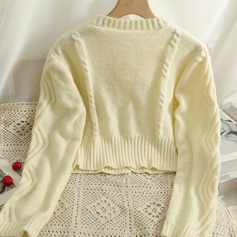 Cherry Knitted Cropped Cardigan