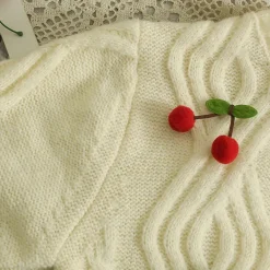 Cherry Knitted Cropped Cardigan