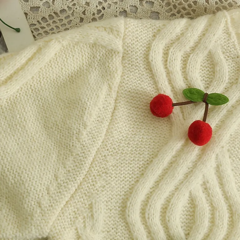 Cherry Knitted Cropped Cardigan