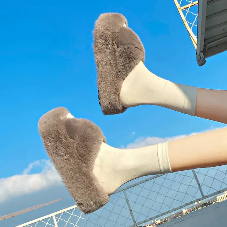 Chunky Fuzzy Sandal Slippers