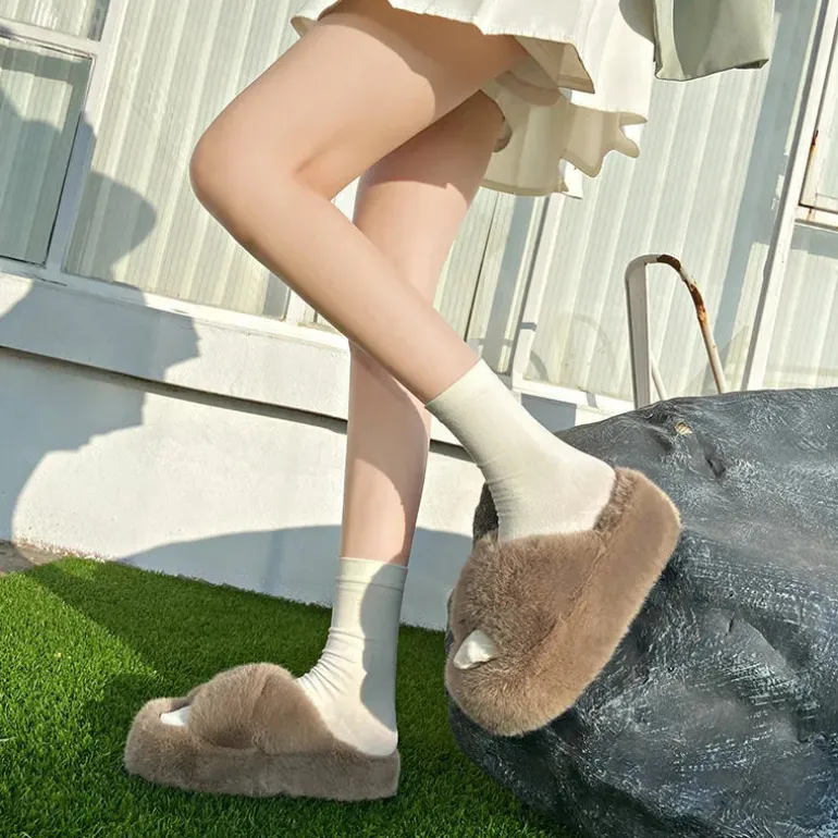Chunky Fuzzy Sandal Slippers