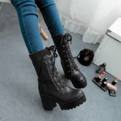 Chunky Lace Platform Boots