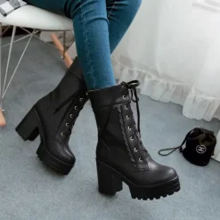 Chunky Lace Platform Boots