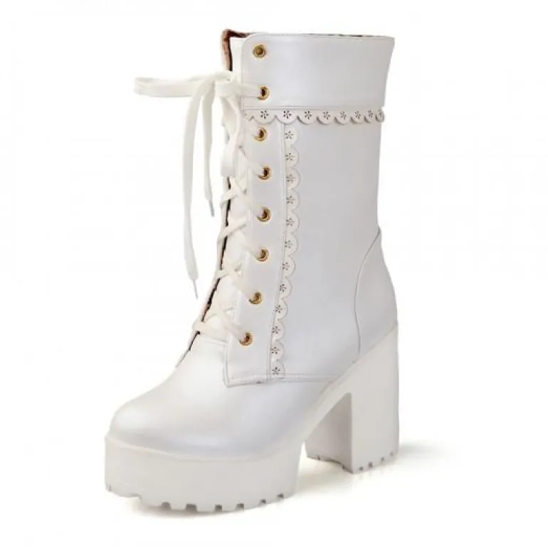 Chunky Lace Platform Boots